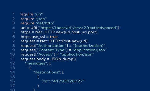 SMS送信APIのサンプルコード（Ruby）