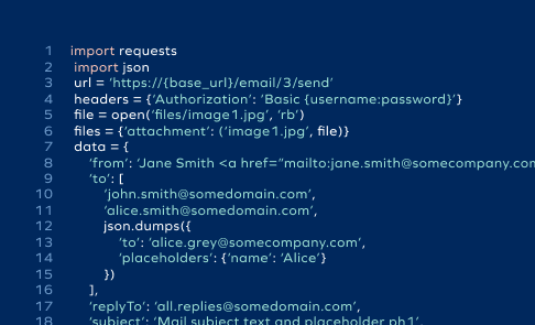 メール送信APIのサンプルコード（Python）
