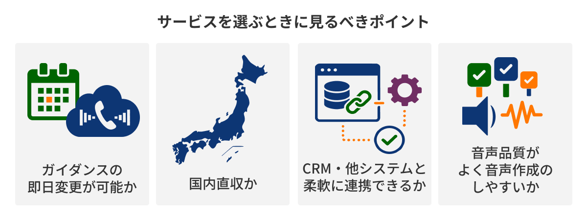 図：サービスを選ぶときに見るべきポイント